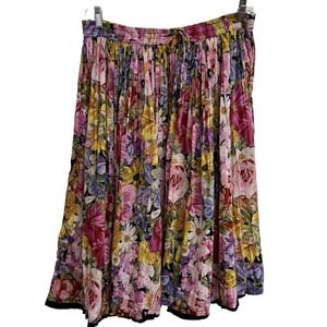 Her Style Broomstick Skirt Women's One Size Floral Boho Pink India Rayon Garden